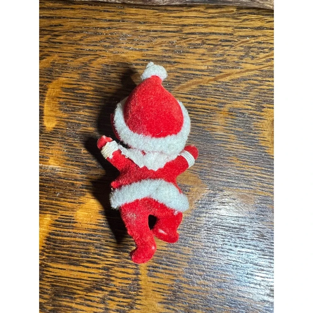 Vintage Christmas Flocked Elf Figurine Red Santa Suit Hong Kong Retro Decor 2.5
